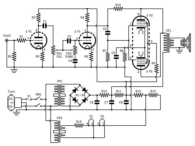 2W Tube Guitar Amp Schematic