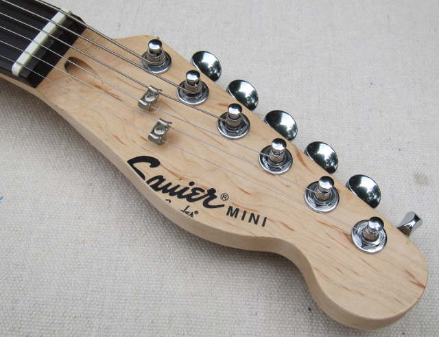 Headstock of the Mini Telecaster as finished